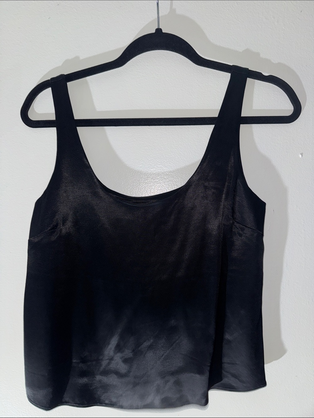 Topshop Black Satin Scoop Tank Camisole